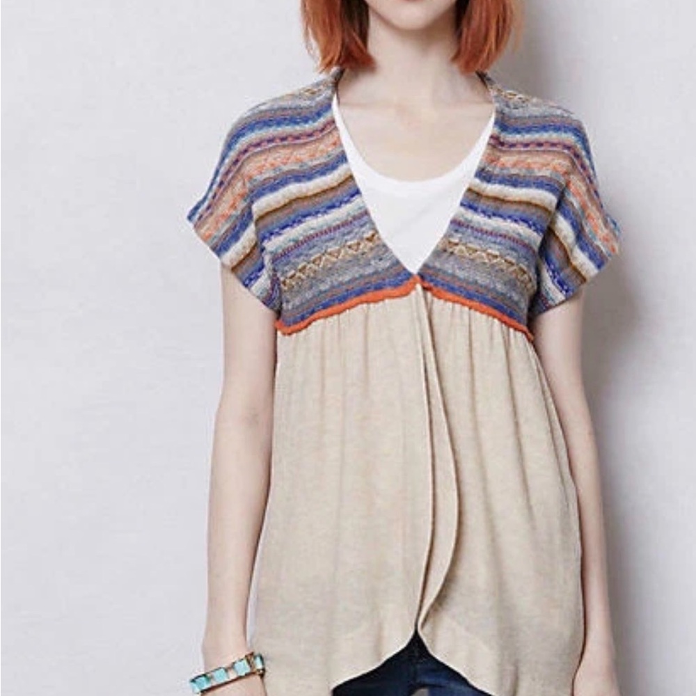 Rare Anthropologie Fairisle Swatch Cardi Vest By Change of the Moon L